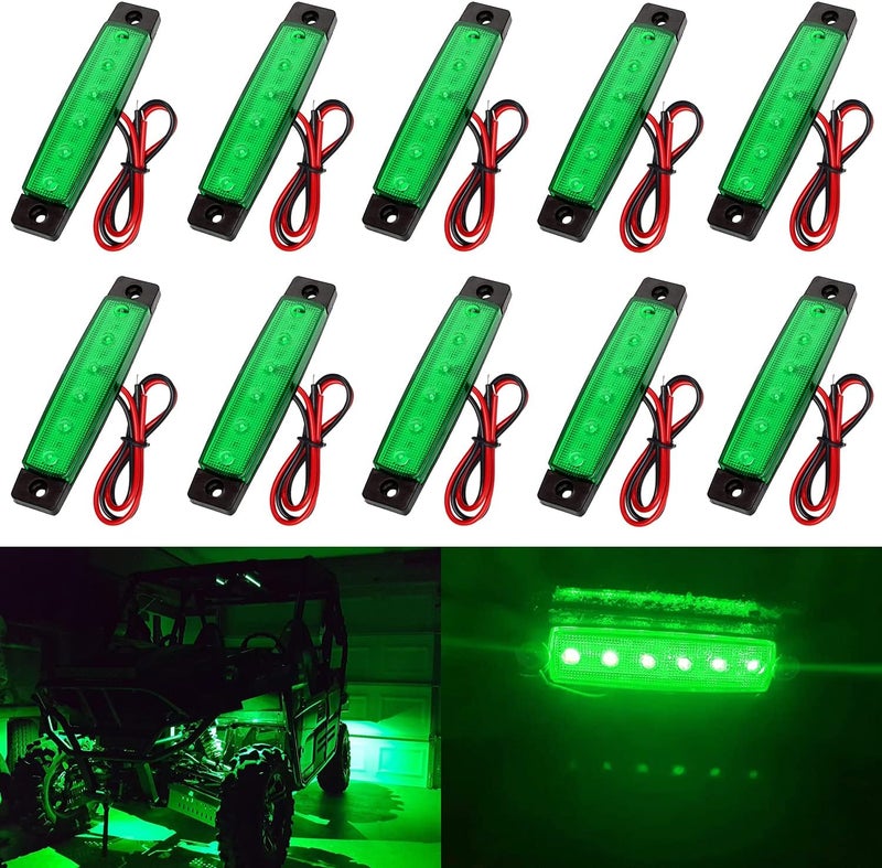 KEING 10X Led Rock Lights, Strip Light, Wheel Well Light, Waterproof Exterior Interior Light, Led Underglow Kit for Golf Cart, Jeep Wrangler, RZR, Offroad, Truck, RV, UTV, ATV, Ford, Snowmobile (Green) - Image 1