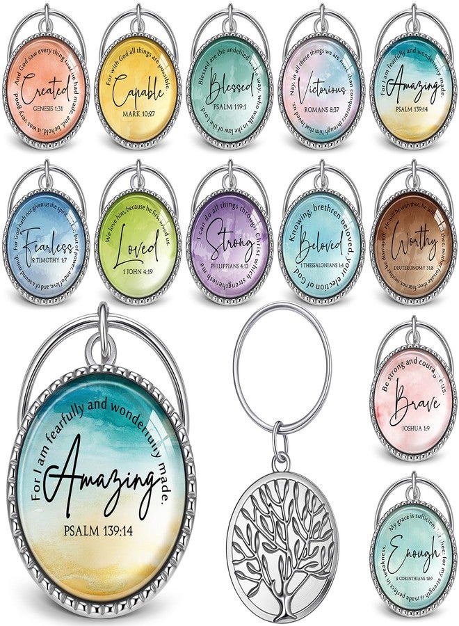 Equsion 36 Pcs Christian Keychains Mini Bible Verse Keyring with Scripture Quote Religious Church Gift for Women Men Christmas Favor (Classic) - Image 1