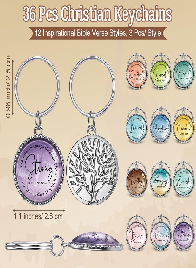 Equsion 36 Pcs Christian Keychains Mini Bible Verse Keyring with Scripture Quote Religious Church Gift for Women Men Christmas Favor (Classic) - Image 2