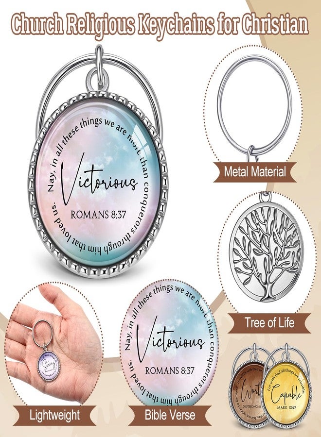 Equsion 36 Pcs Christian Keychains Mini Bible Verse Keyring with Scripture Quote Religious Church Gift for Women Men Christmas Favor (Classic) - Image 3