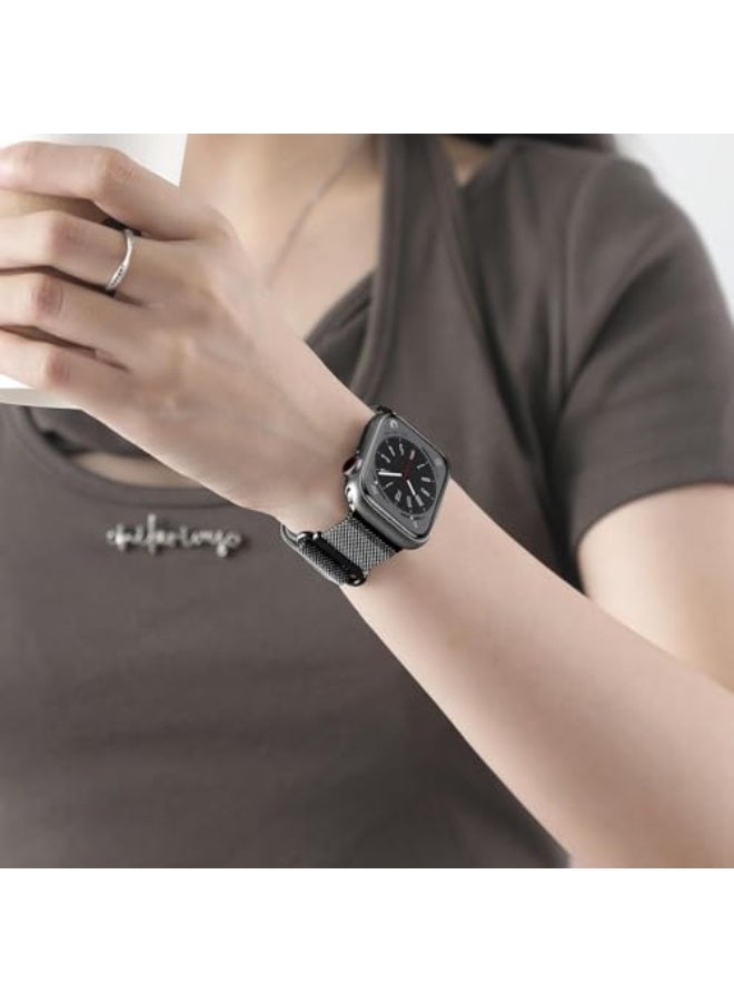 SOLOLUP Milanese Strap Compatible with Apple Watch Bands 44mm 45mm 46mm 49mm ,Stainless Steel Magnetic Clasp Replacement Band for iWatch Series 11/10/9/8/7/6/5/4/Ultra/Ultra2/Ultra3/SE/SE2/SE3 - Image 4