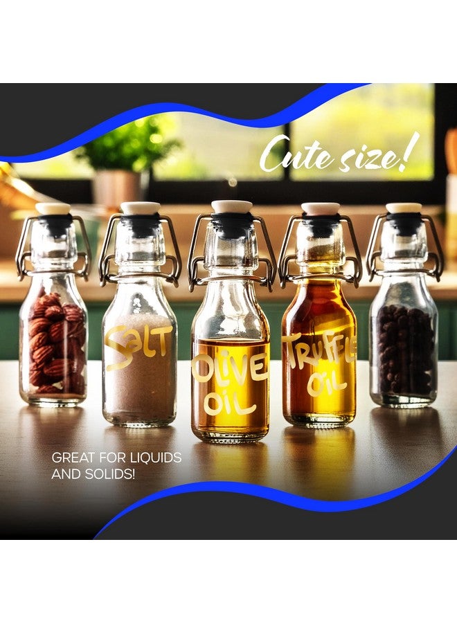 NEVLERS Nevlers 4 Oz Flip Top Glass Bottle Stopper Set | 20 Pack Clear Round Swing Top Glass Bottles For Juicing w/Shrink Wrap, Paper Tags + String, Foldable Funnel, Cleaning Brush & Gold Glass Marker  - Image 5