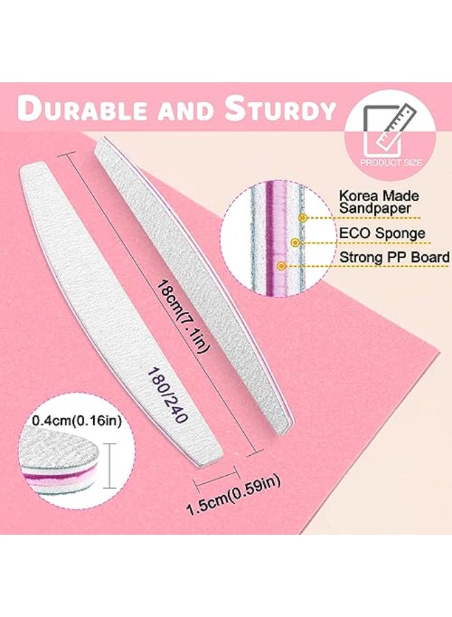 BLESWIN Professional Nail Files Emery Board Nail File for Natural Nails 100180240 Grit Nail Files for Acrylic Nails 12pcs Fine Grit Nail File Manicure Tools Coarse Fingernail Files 180240 Grit - Image 3