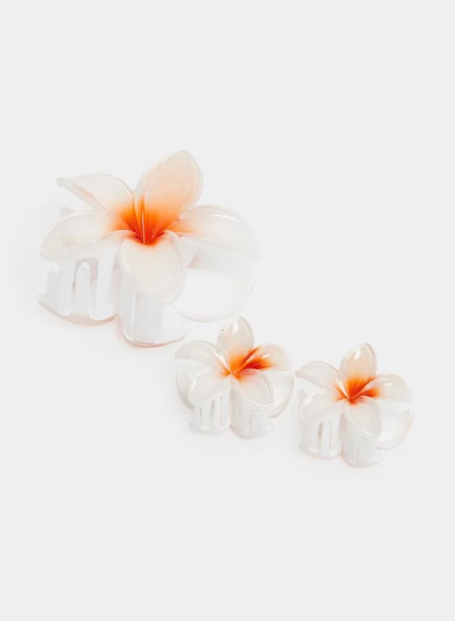 Styli Styli Set of 3 - White Flower Design Claw Clip