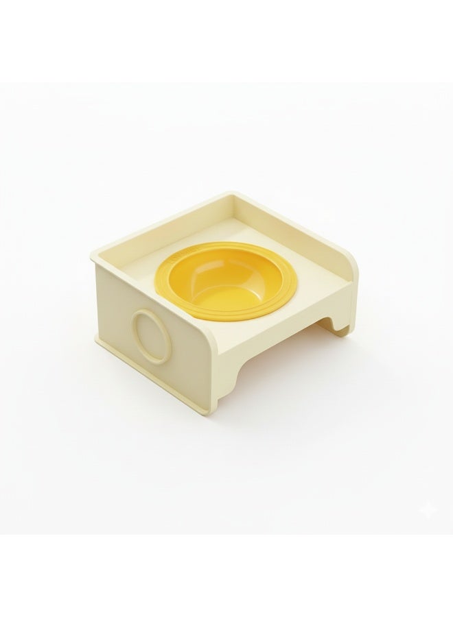 EPET Elevated Pet Bowl for Cats & Small Dogs - Raised Ceramic Food Water Dish - Modern Anti-Vomit Design Ergonomic Feeder Stand (Yellow) - Image 1
