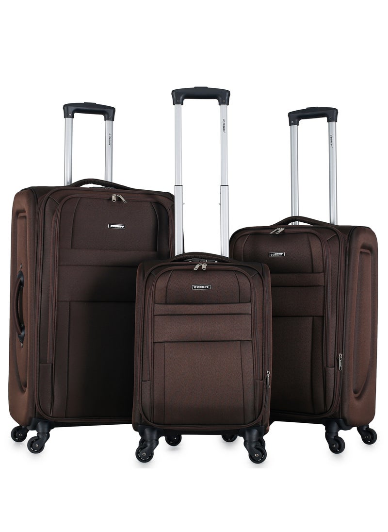 STARLIFE - Set of 3 Light Weight Polyester Trolley Luggage With Number Lock 20,24,28 Inches - Image 1