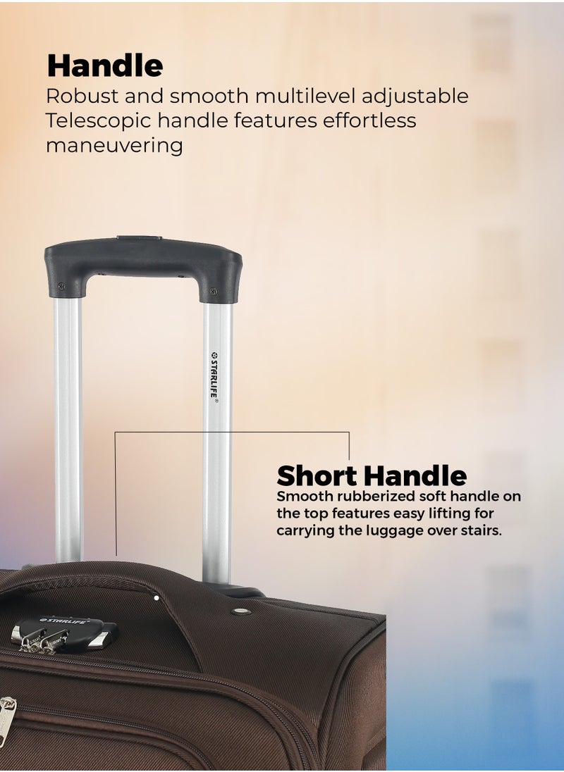 STARLIFE - Set of 3 Light Weight Polyester Trolley Luggage With Number Lock 20,24,28 Inches - Image 1