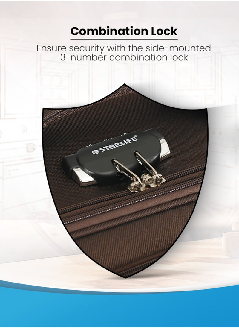 STARLIFE - Set of 3 Light Weight Polyester Trolley Luggage With Number Lock 20,24,28 Inches - Image 1