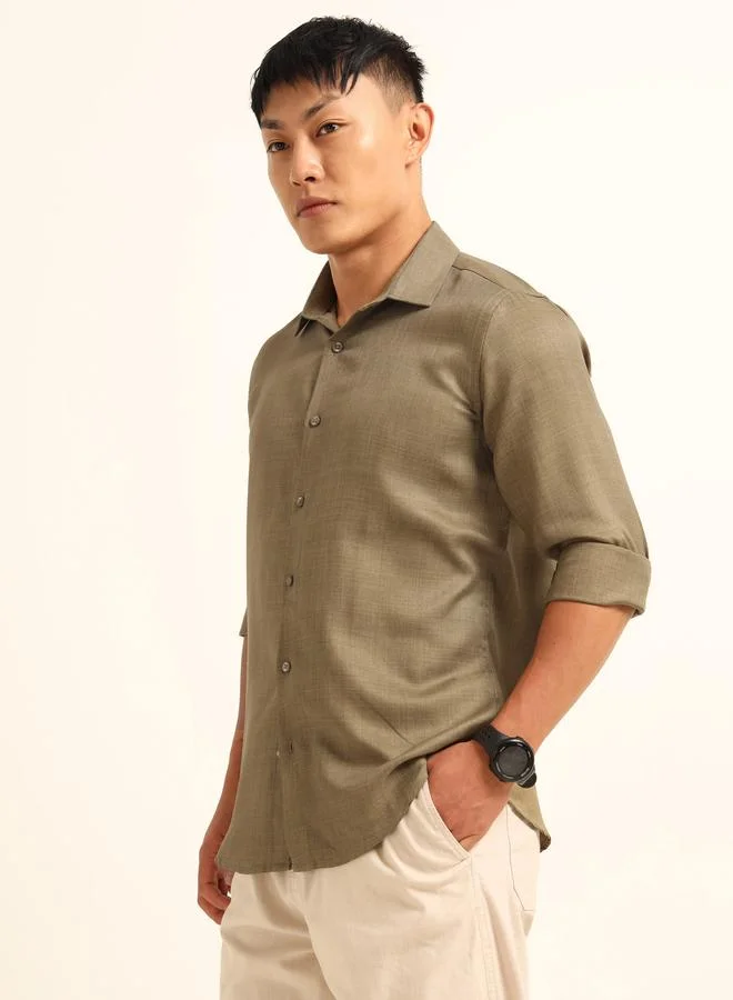 Bushirt Bushirt Men Olive Classic Casual Shirt