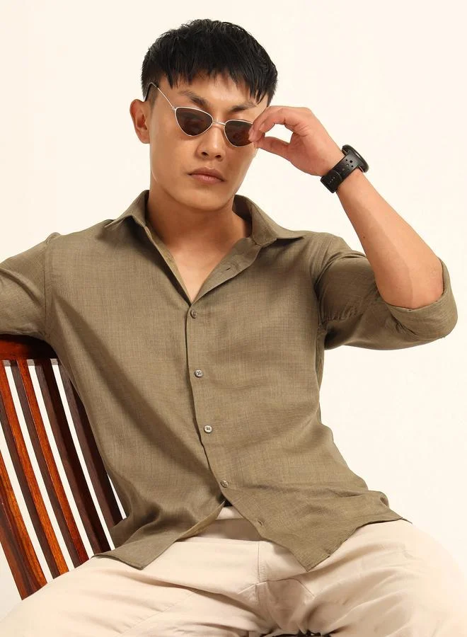 Bushirt Bushirt Men Olive Classic Casual Shirt