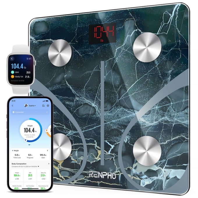 SMART SCALE FOR BODY WEIGHT DIGITAL BATHROOM SCALE BMI WEIGHING BLUETOOTH BODY FAT SCALE BODY COMPOSITION MONITOR HEALTH ANALYZER WITH SMARTPHONE APP MARBLE 11280MM