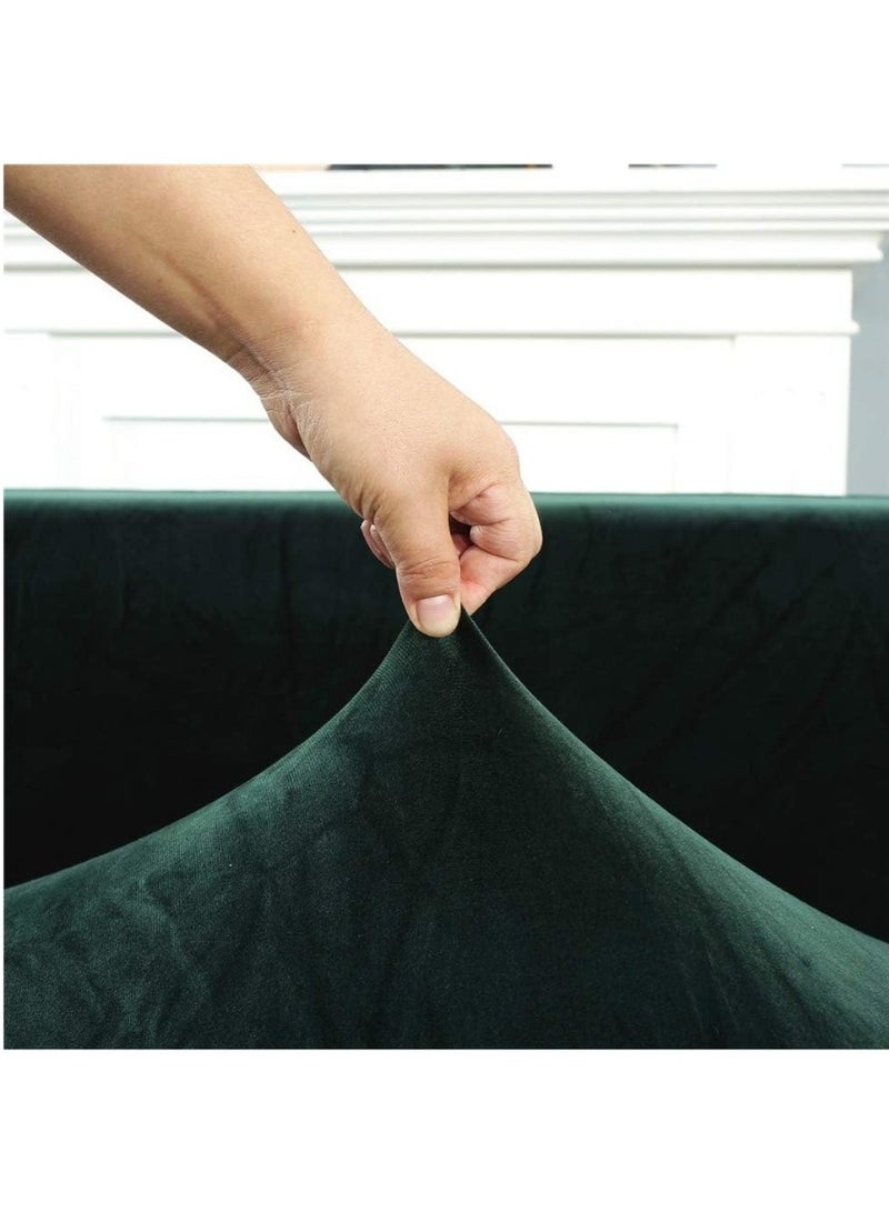 Velvet Plush Sofa Cover, Skid Resistance Stretch Sofa Cover Slipcover Soft Thick Sofa Protector for L-shape Sectional Couch (Dark Green,3 Seater(75-91")) - Image 4