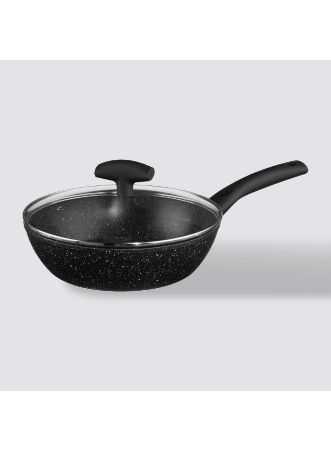 Five Simply Smart Caractere Forged Aluminium Saute Pan with Lid Black and Clear 24 cm 111010 - Image 1