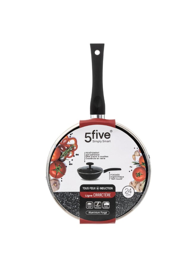 Five Simply Smart Caractere Forged Aluminium Saute Pan with Lid Black and Clear 24 cm 111010 - Image 4