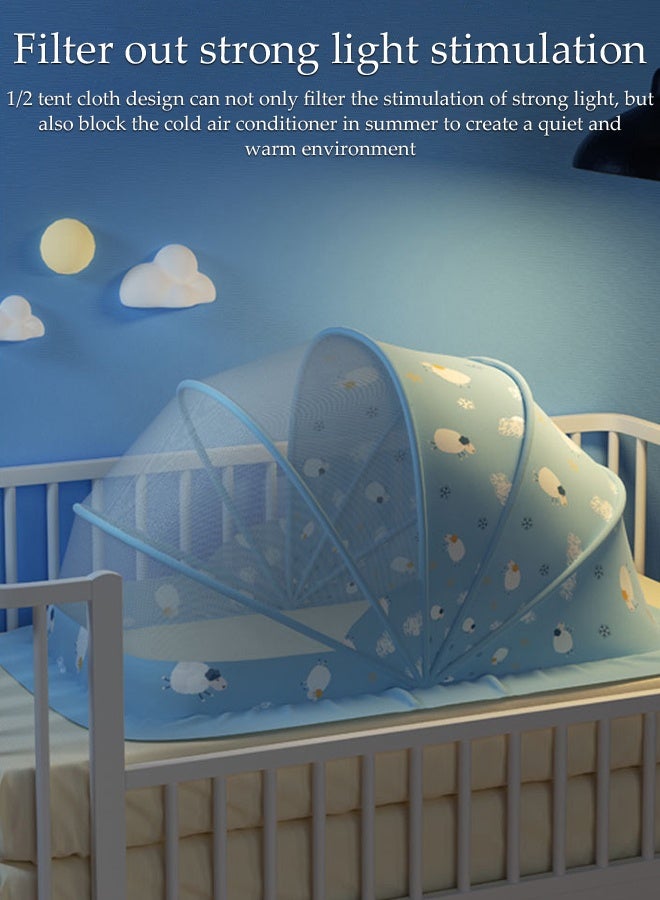 DUNISO Baby Mosquito Net,Portable Foldable Crib Mosquito Net with Blackout Canopy,Lightweight Breathable 360° Surround Wrap Crib Net Sun Shelter，for 0-3 Years Old Baby - Image 5