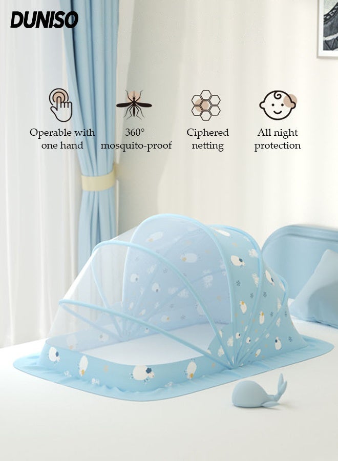 DUNISO Baby Mosquito Net,Portable Foldable Crib Mosquito Net with Blackout Canopy,Lightweight Breathable 360° Surround Wrap Crib Net Sun Shelter，for 0-3 Years Old Baby - Image 1