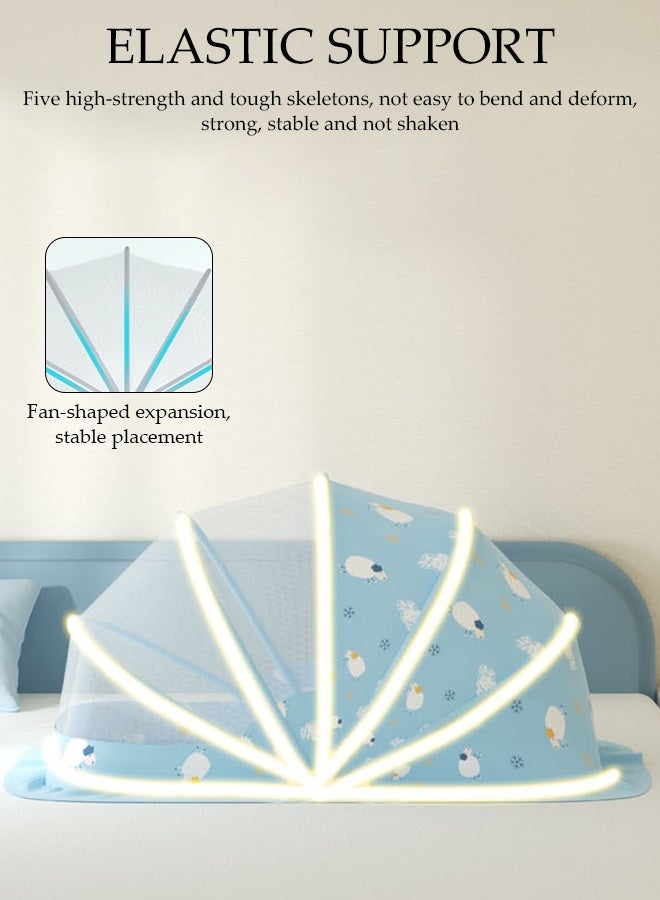 DUNISO Baby Mosquito Net,Portable Foldable Crib Mosquito Net with Blackout Canopy,Lightweight Breathable 360° Surround Wrap Crib Net Sun Shelter，for 0-3 Years Old Baby - Image 3