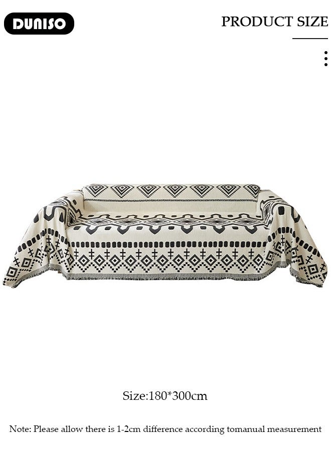 DUNISO Double Sided Chenille Sofa Cover, Washable Geometric Stylish Couch Cover,Tassel Pattern Sofa Cover,Four Seasons Washable Sofa Blanket, Couch Furniture Protector, Non Slip Sectional Sofa Slipcover(180*300cm) - Image 2