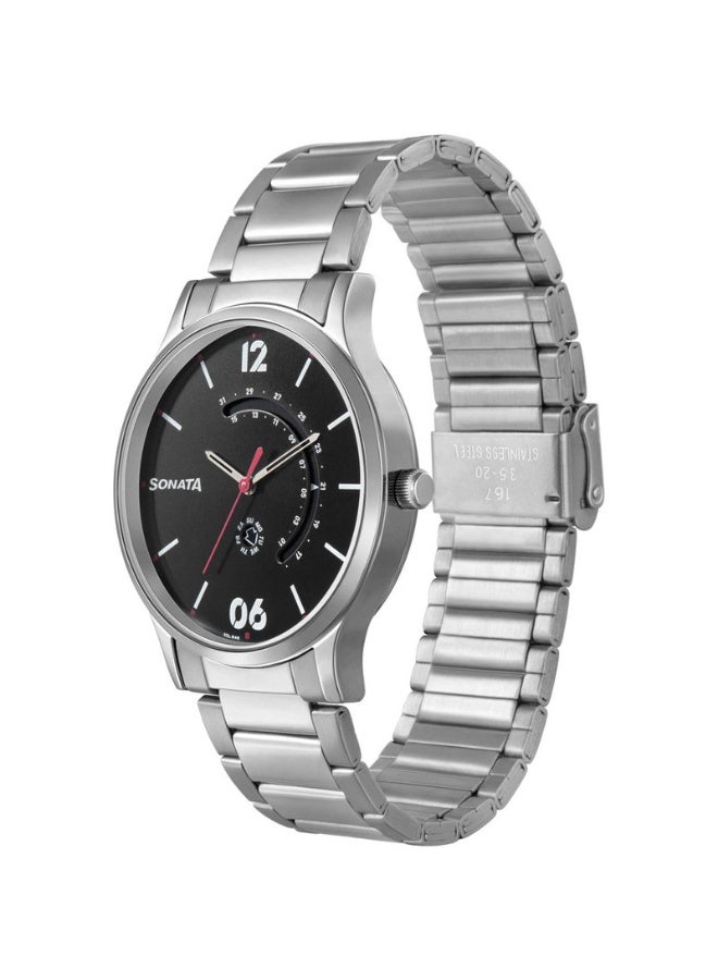 Sonata 77105SM03 Men's Watch – Black Dial, Stainless Steel Strap, Quartz Movement, 3 ATM Water Resistance - Image 2