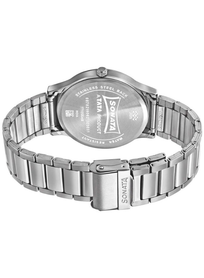 Sonata 77105SM03 Men's Watch – Black Dial, Stainless Steel Strap, Quartz Movement, 3 ATM Water Resistance - Image 4