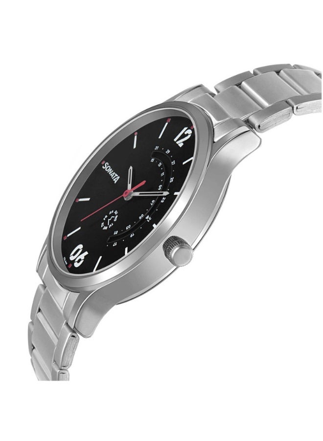 Sonata 77105SM03 Men's Watch – Black Dial, Stainless Steel Strap, Quartz Movement, 3 ATM Water Resistance - Image 3