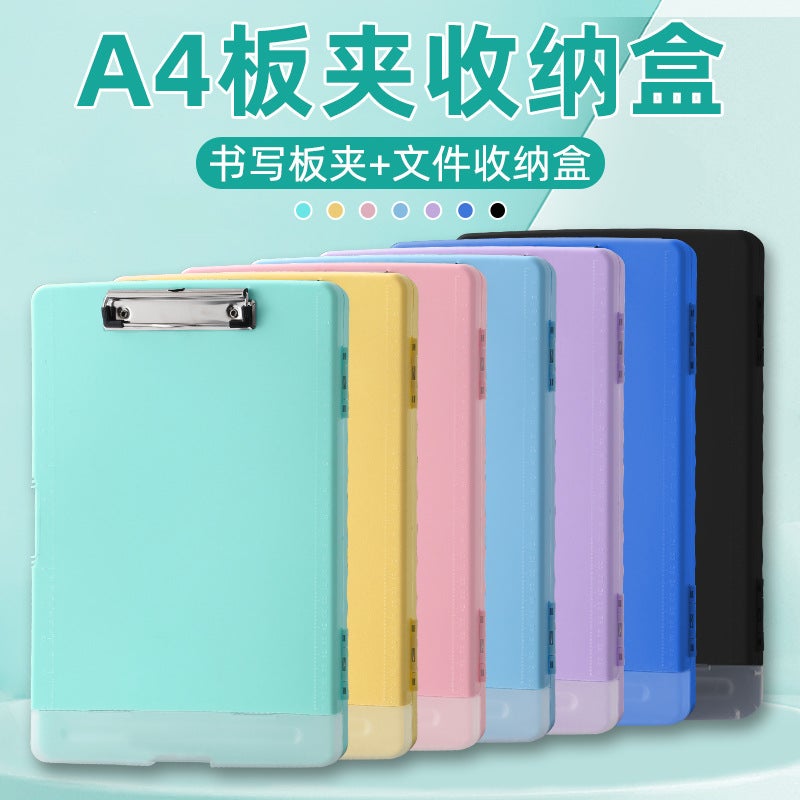 Multifunctional File Box A4 with Pen Holder, Clear Plastic, Document Organizer - Image 1
