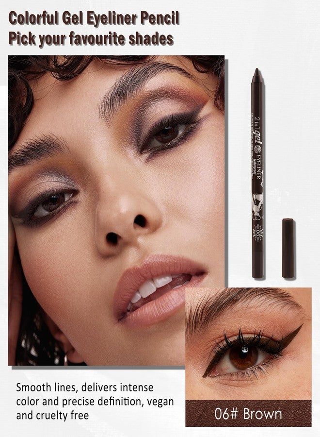 Lestpola Brown Gel Eyeliner Pencil, Sharpenable Eye Liner Waterproof Smudge proof Long Lasting, Matte Gel Cream Smooth Texture, Intense Color Waterline Eyeliner Pen Makeup with Sharpener, Delineador De Ojos-06 - Image 2