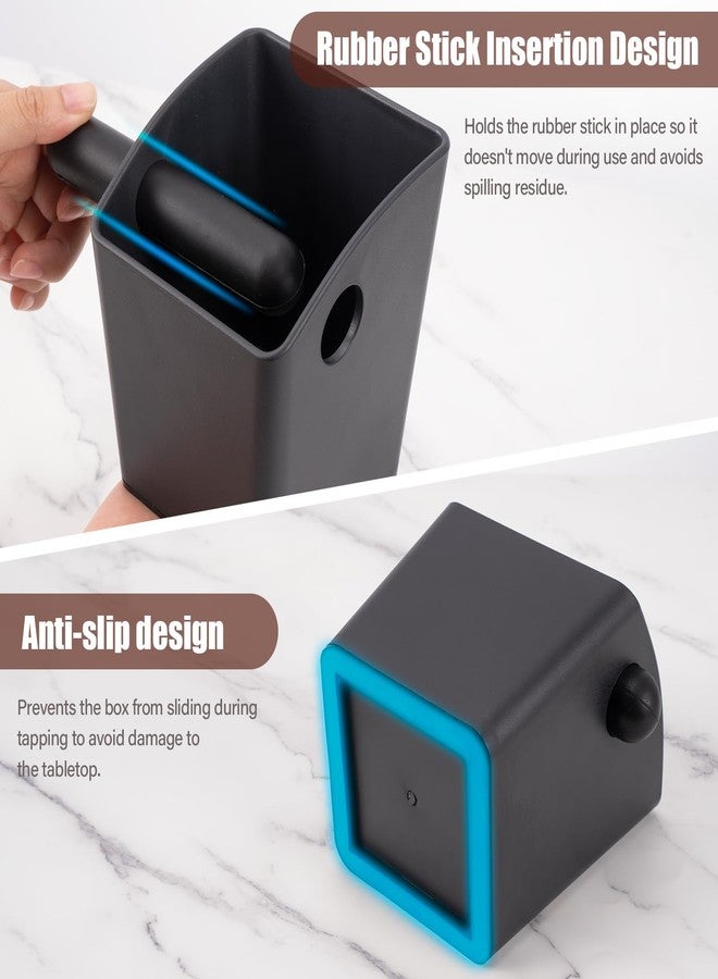 HOMEE Espresso Knock Box,Rectangular Coffee Knock Box with Large Capacity and Non-Slip Base, Grounds Container with Removable Bar,Espresso Accessories for Coffee Bar Kitchen Counter,Black - Image 3