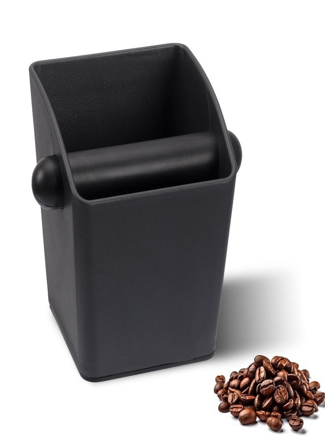 HOMEE Espresso Knock Box,Rectangular Coffee Knock Box with Large Capacity and Non-Slip Base, Grounds Container with Removable Bar,Espresso Accessories for Coffee Bar Kitchen Counter,Black - Image 1