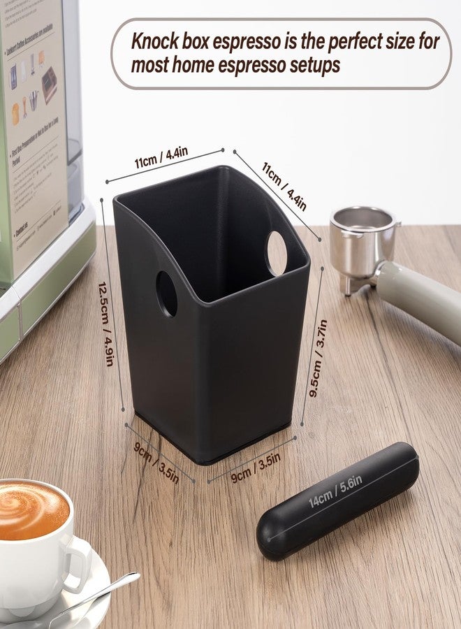 HOMEE Espresso Knock Box,Rectangular Coffee Knock Box with Large Capacity and Non-Slip Base, Grounds Container with Removable Bar,Espresso Accessories for Coffee Bar Kitchen Counter,Black - Image 4