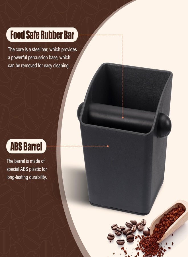 HOMEE Espresso Knock Box,Rectangular Coffee Knock Box with Large Capacity and Non-Slip Base, Grounds Container with Removable Bar,Espresso Accessories for Coffee Bar Kitchen Counter,Black - Image 5