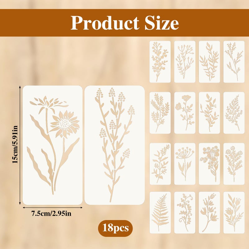 Jeffdad Stencils for Painting on Wood, Reusable Flower Stencils Painting Crafts Templates Drawing Stencil for Painting on Wood, Wall, Furniture(18) - Image 2