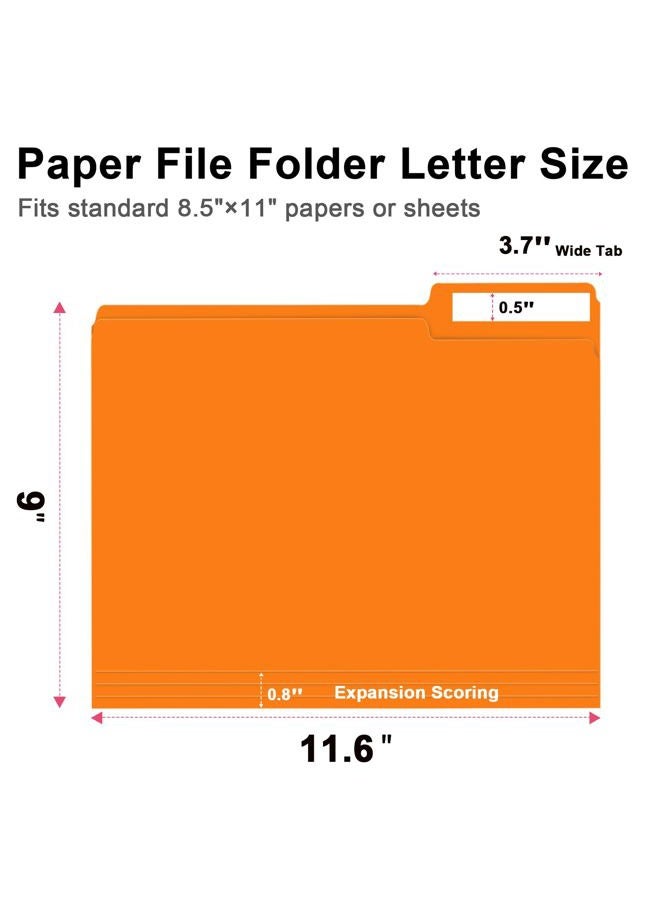 RAZCC File Folder, RAZCC 100 Pack 1/3 Cut Tab File Folders Letter Size, Orange, Folders with Tab, Great for Organizing and Easy File Storage - Image 2