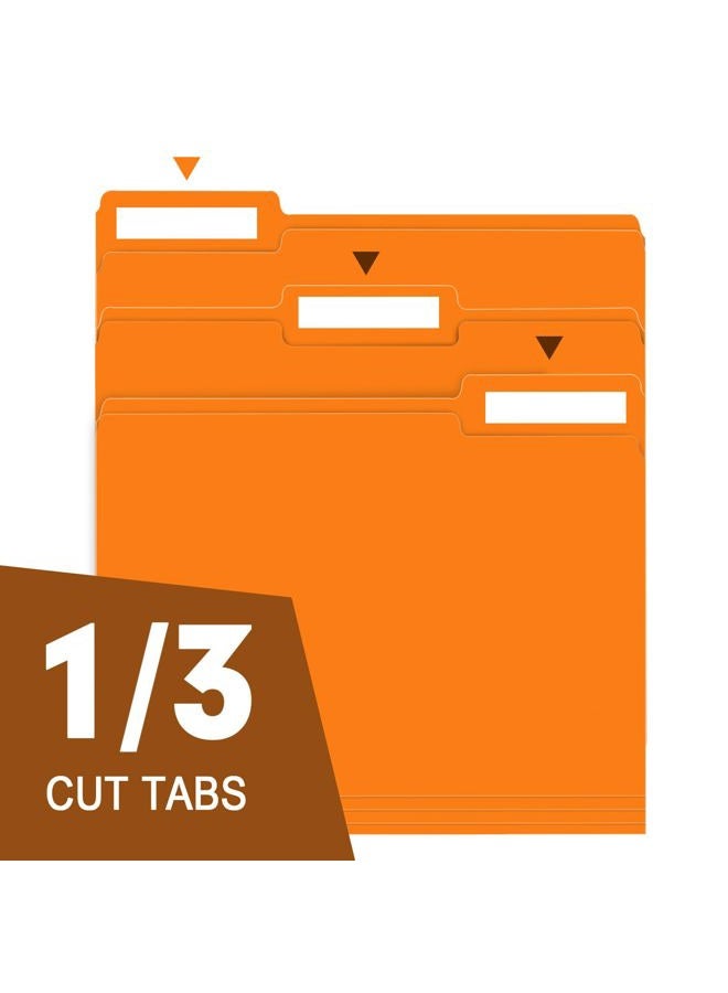 RAZCC File Folder, RAZCC 100 Pack 1/3 Cut Tab File Folders Letter Size, Orange, Folders with Tab, Great for Organizing and Easy File Storage - Image 3
