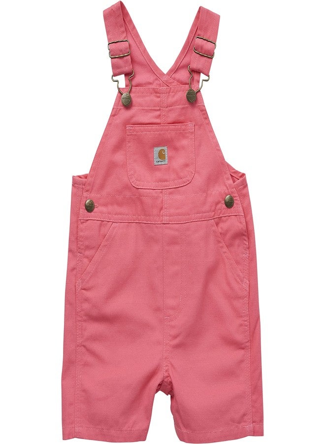 Carhartt Unisex Baby Loose Fit Overall Shorts Canvas Shortalls, Pink Lemonade, 6 Months