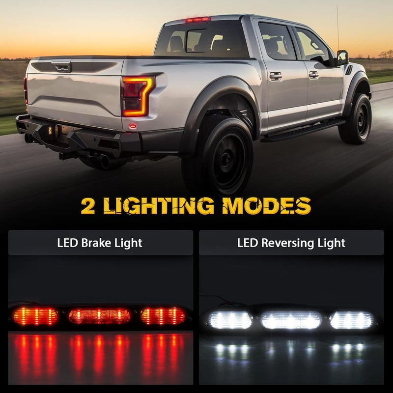 FIERYRED Third Brake Light Reverse Light Smoked Tail High Mount Lights Compatible with Ford 2015-2020 F-150, 2017-up F-250 F-350, 2019-up Ranger, 2022-up Maverick - Image 3