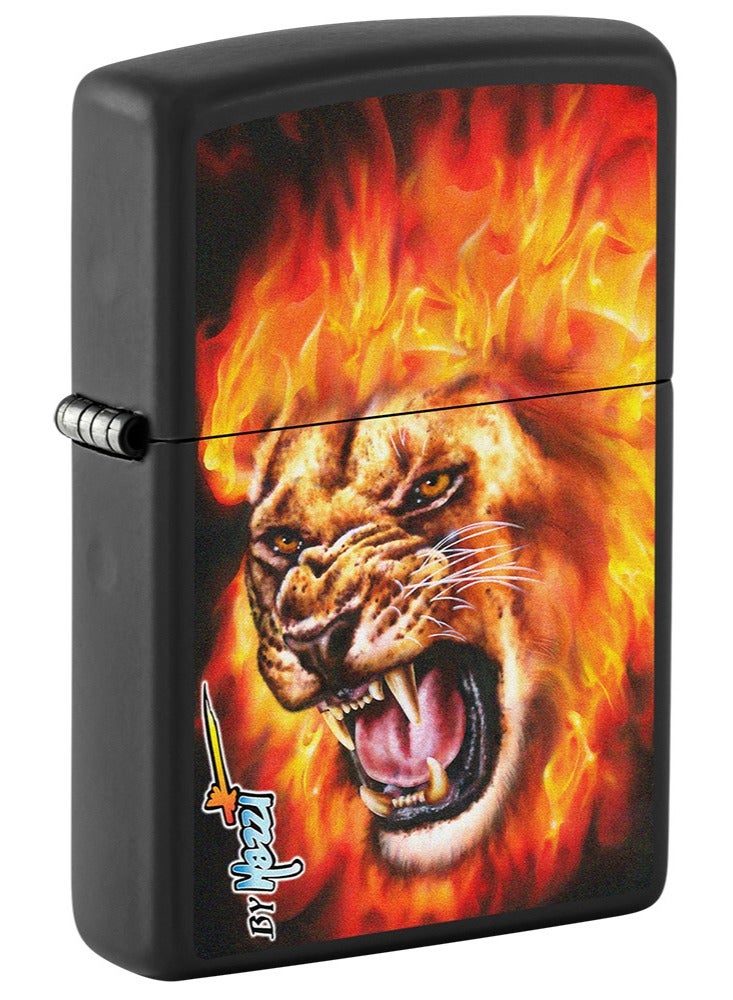 Zippo Ci001279 218 Mazzi Flame Lion Black Matte Windproof Lighter - Image 1