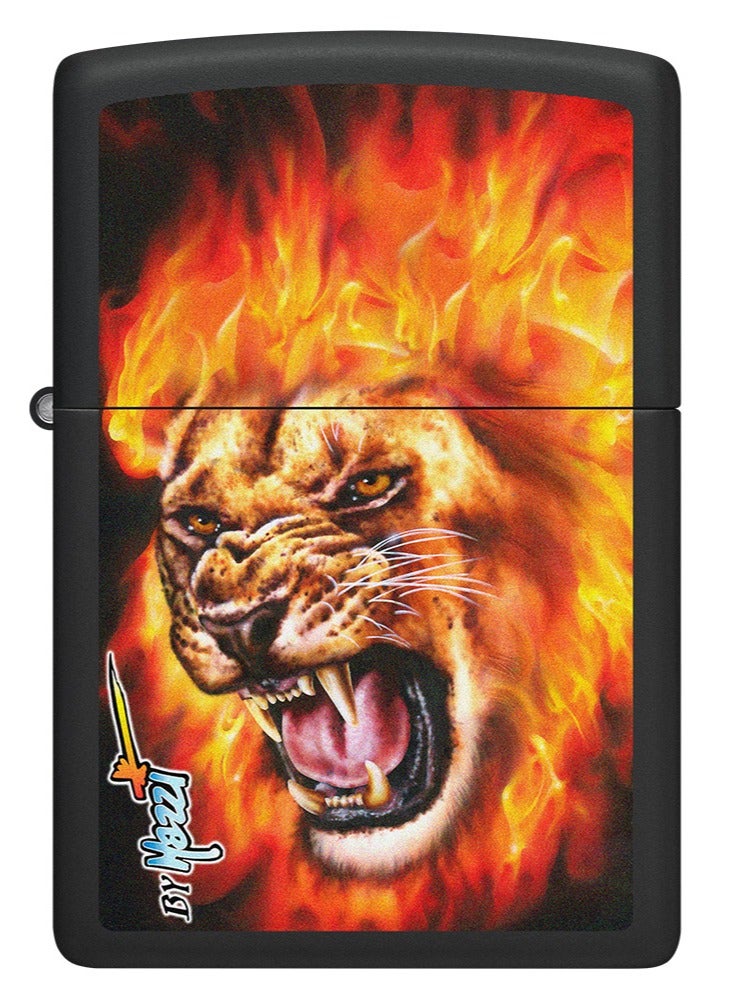 Zippo Ci001279 218 Mazzi Flame Lion Black Matte Windproof Lighter - Image 2