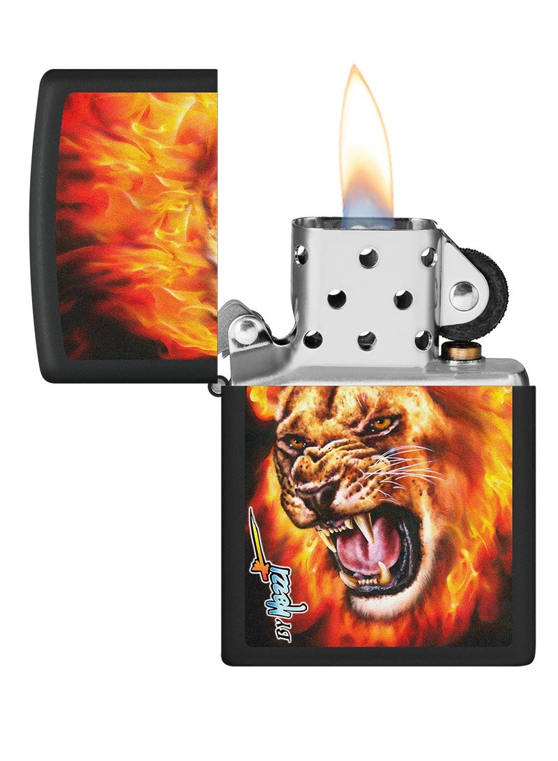Zippo Ci001279 218 Mazzi Flame Lion Black Matte Windproof Lighter - Image 3