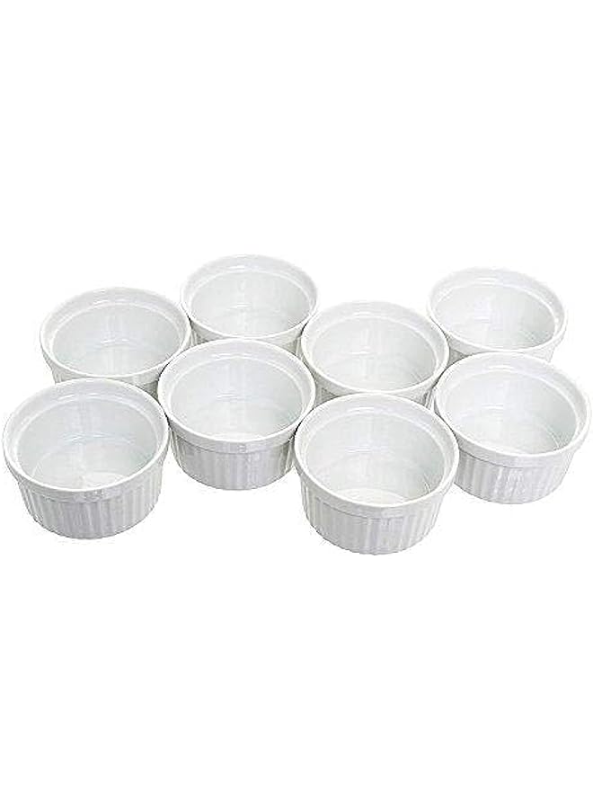 PROMASS of 8 Bakeware Set White Porcelain Baking Cups for Pudding Creme Brulee, Custard Cups and Souffle Dishes Durable 4 ounce for Baking, Cooking, Serving, - Image 1