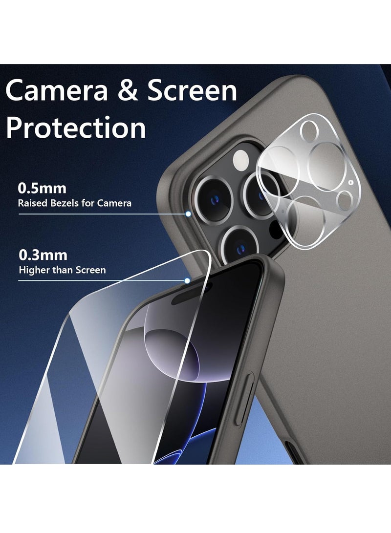 JAJEEK "iPhone 16 Pro Max Ultra-Thin Matte Gray Case – Soft Touch Cover with Camera Lens and Screen Protectors, Anti-Scratch Shockproof Slim Design" - Image 3