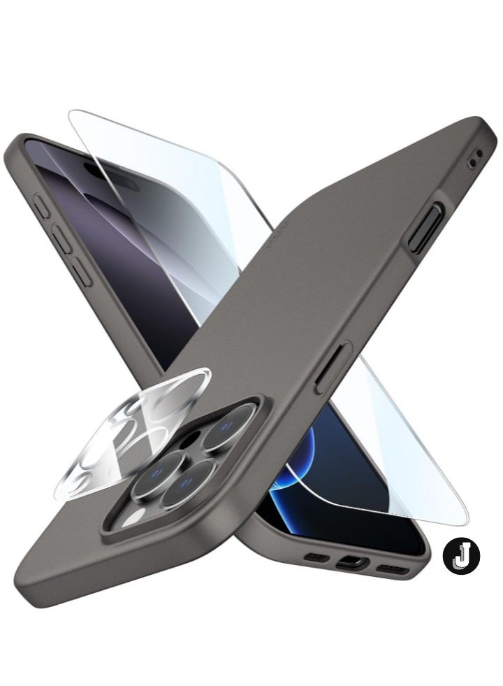JAJEEK "iPhone 16 Pro Max Ultra-Thin Matte Gray Case – Soft Touch Cover with Camera Lens and Screen Protectors, Anti-Scratch Shockproof Slim Design" - Image 1