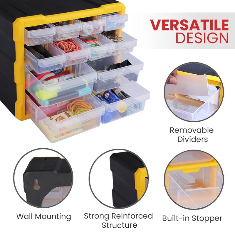 Alkon منظم مكونات بلاستيكي مع أدراج (Aco12) تخزين قطع صغيرة مجوهرات صيدلية متجر أدوية صواميل براغي مسامير DIY عيادة مستشفى متجر متنقل 12 درج - Image 3