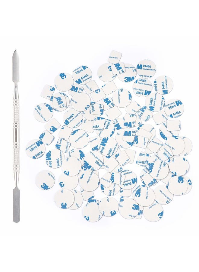 Allwon 100Pcs Metal Stickers for Magnetic Palette Empty Eyeshadow Makeup Palette + Depotting Spatula (50Pcs Round + 50Pcs Square) - Image 1