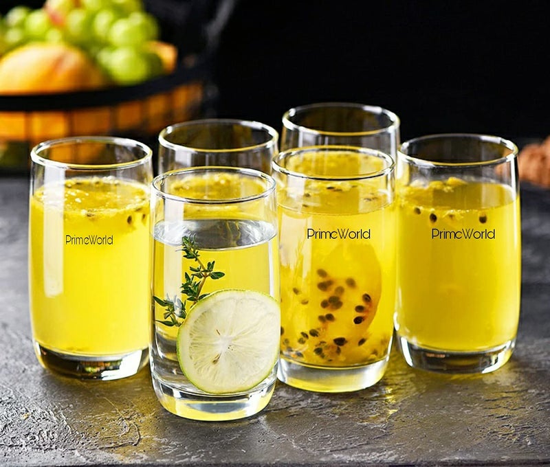 PrimeWorld European 280 ml Aqua Water Glasses Set of 6 pcs - Tall Drinking Glasses for- Water, Juice, Colddrink, Mojito, Cocktail, Lead-Free, Perfect for Home, Restaurants and Parties - Image 2