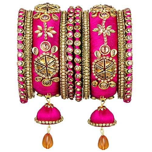 Peora Silk Thread Chuda Set for Women & Girls (Rani Pink_180gm) - Image 1
