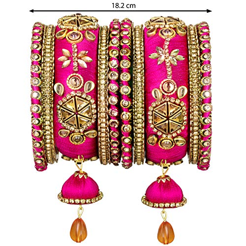 Peora Silk Thread Chuda Set for Women & Girls (Rani Pink_180gm) - Image 3