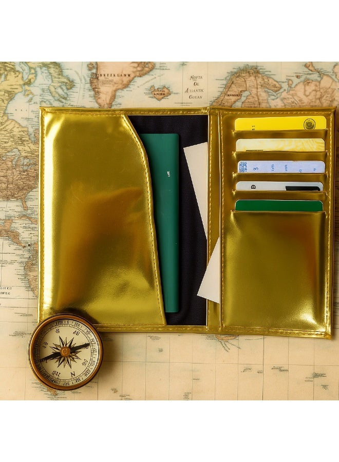 إسبليندد محفظة السفر سبلينديد بريق تسع حتى 5 كروت مع جيب للباسبور وجيبين للكاش ذهبي - Image 4