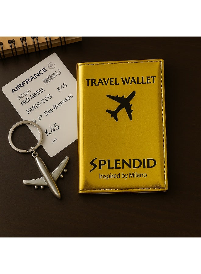 إسبليندد محفظة السفر سبلينديد بريق تسع حتى 5 كروت مع جيب للباسبور وجيبين للكاش ذهبي - Image 5