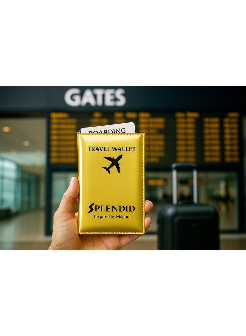 إسبليندد محفظة السفر سبلينديد بريق تسع حتى 5 كروت مع جيب للباسبور وجيبين للكاش ذهبي - Image 3